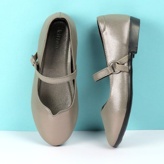 Girls Gun-metal Casual Ballerinas