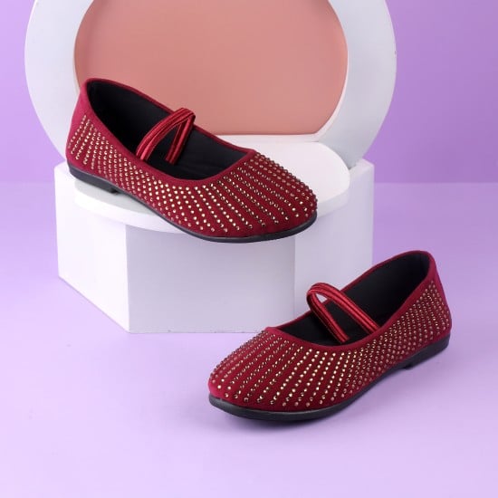Girls Maroon Casual Ballerinas