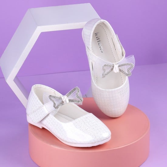 Girls White Casual Ballerinas