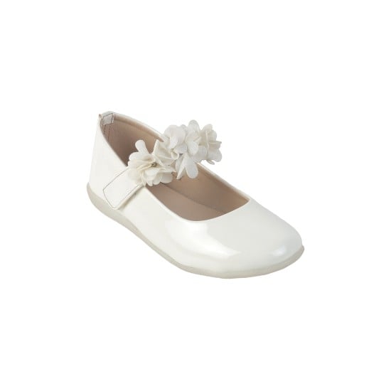 Girls White Formal Ballerinas