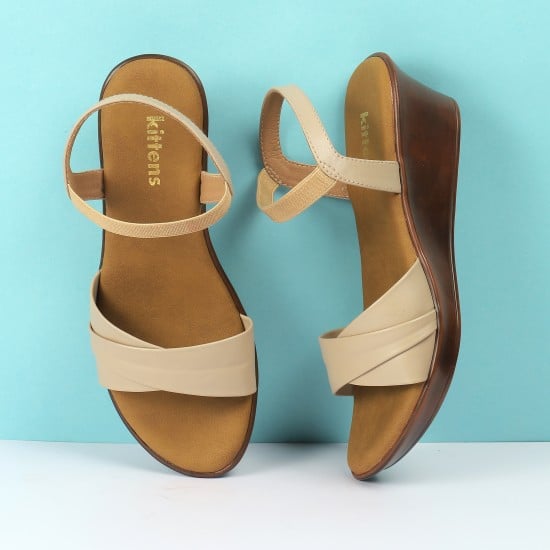 Girls Beige Casual Sandals