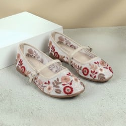 Girls Beige Casual Ballerinas
