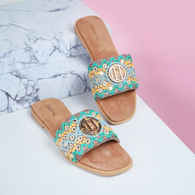 Women Brown Ethnic Slip Ons