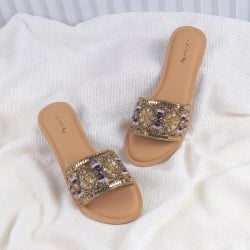 Women Antic-gold Ethnic Slip Ons