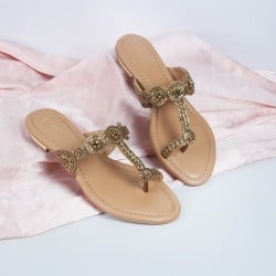 Women Antic-gold Ethnic Slip Ons