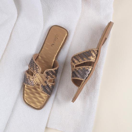 Women Antic-gold Ethnic Slip Ons