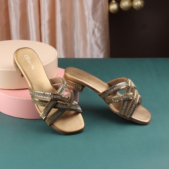 Women Antic-gold Casual Slip Ons