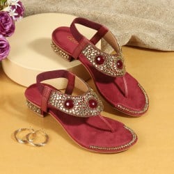 Women Maroon Ethnic Sandals
