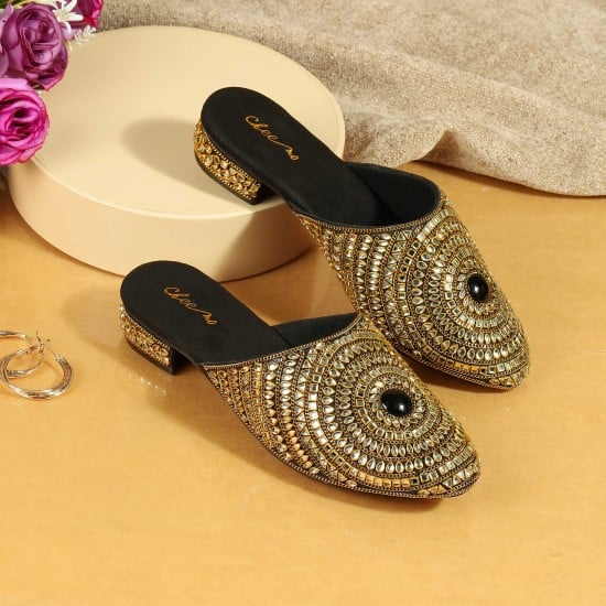 Women Black Wedding Slip Ons
