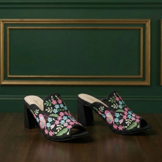 Women Black Ethnic Slip Ons