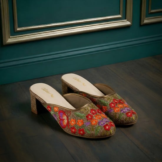 Women Antic-gold Ethnic Slip Ons