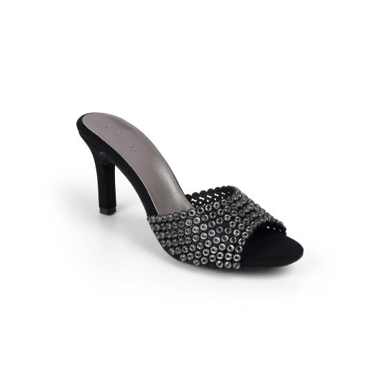 Women Black Party Slip Ons