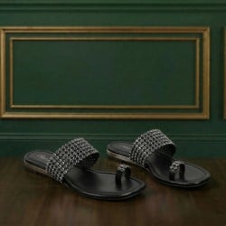 Women Black Ethnic Slip Ons