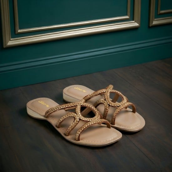 Women Bronze Casual Slip Ons