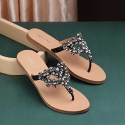 Women Black Casual Slippers