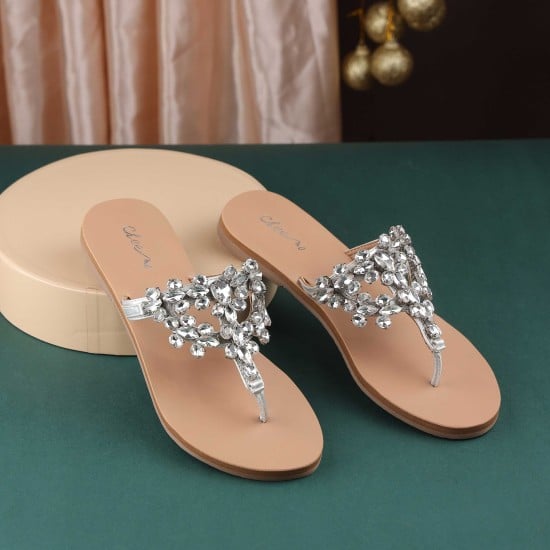 Women Silver Casual Slippers