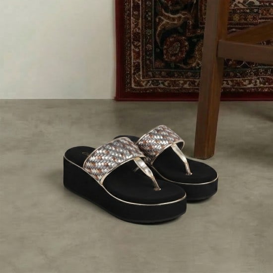 Women Gun-metal Casual Slip Ons