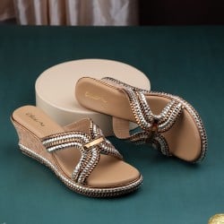 Women Gold Ethnic Slip Ons