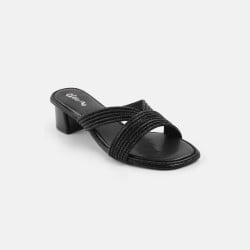 Women Black Ethnic Slip Ons