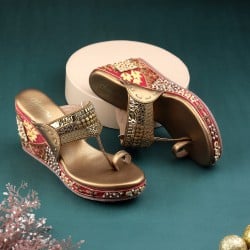 Women Antic-gold Ethnic Slip Ons
