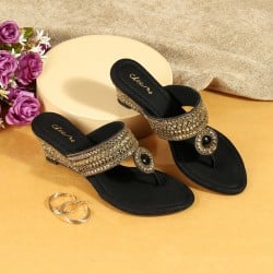 Women Black Ethnic Slip Ons