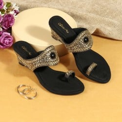 Women Black Ethnic Slip Ons