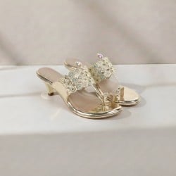 Women Gold Ethnic Slip Ons