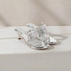 Women Silver Ethnic Slip Ons