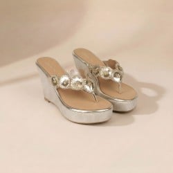 Women Gold Ethnic Slip Ons