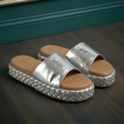 Women Silver Casual Slip Ons
