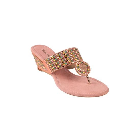 Women Rose-gold Ethnic Slip Ons